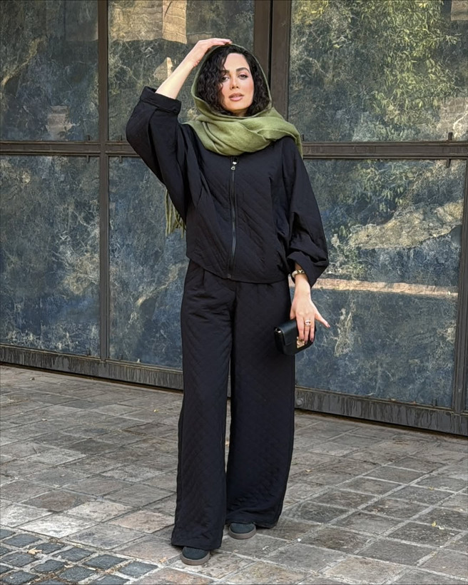 ست پافر مشکی زنانه